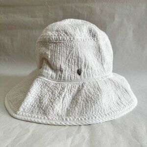 Helen Kaminski classic white 100% cotton textured bucket hat